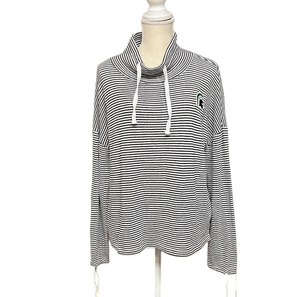 Striped Black and White Cowl Neck Sweater
Michigan State University‎